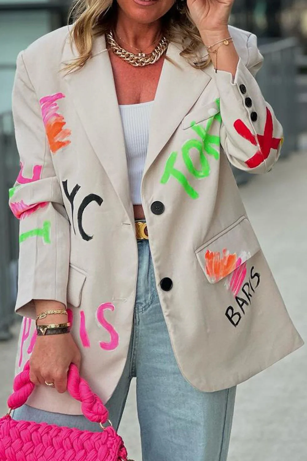 Women's Printed Casual Blazer Tops